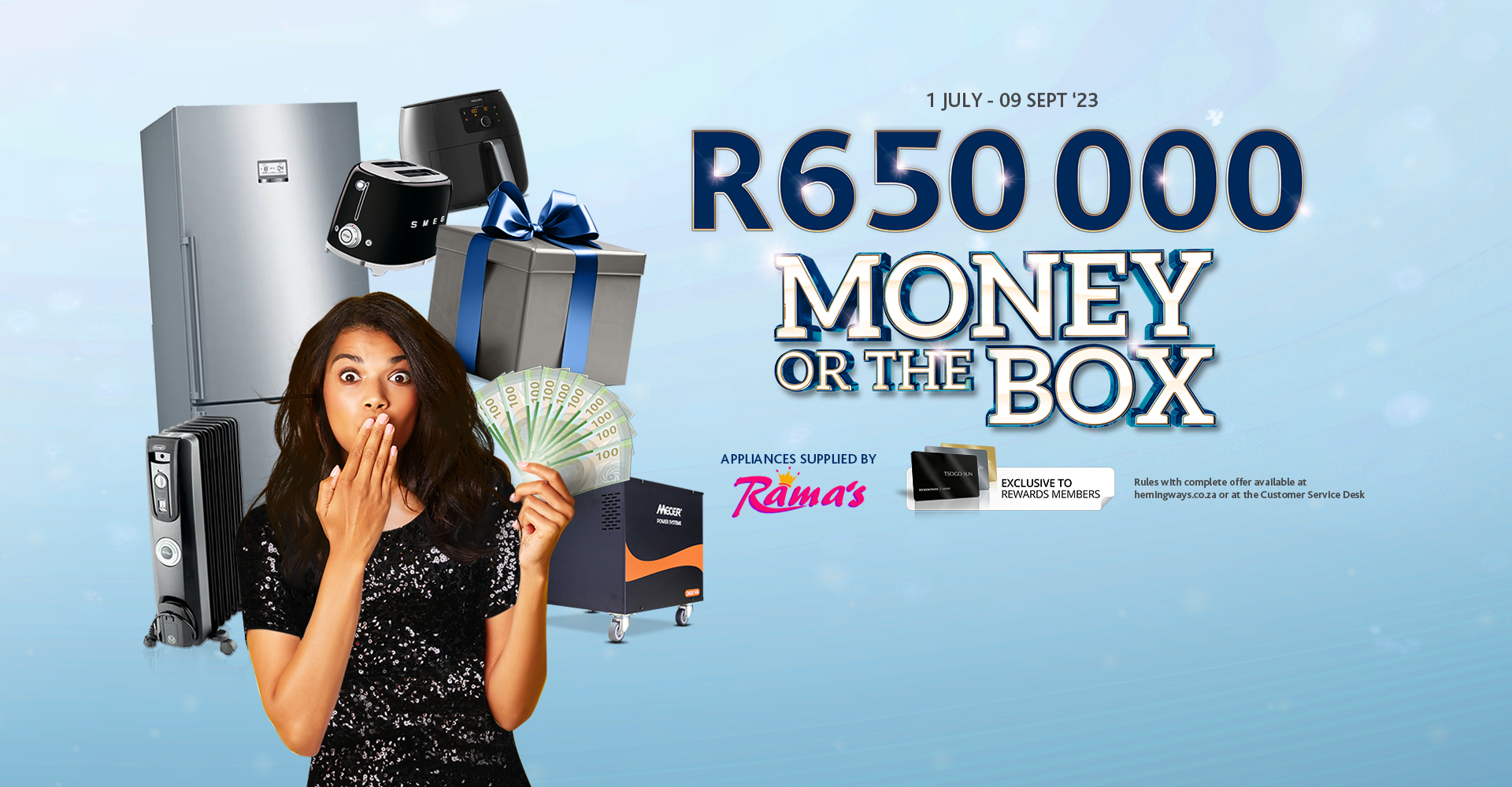 R650 000 Money Or The Box Promotion Hemingways Casino